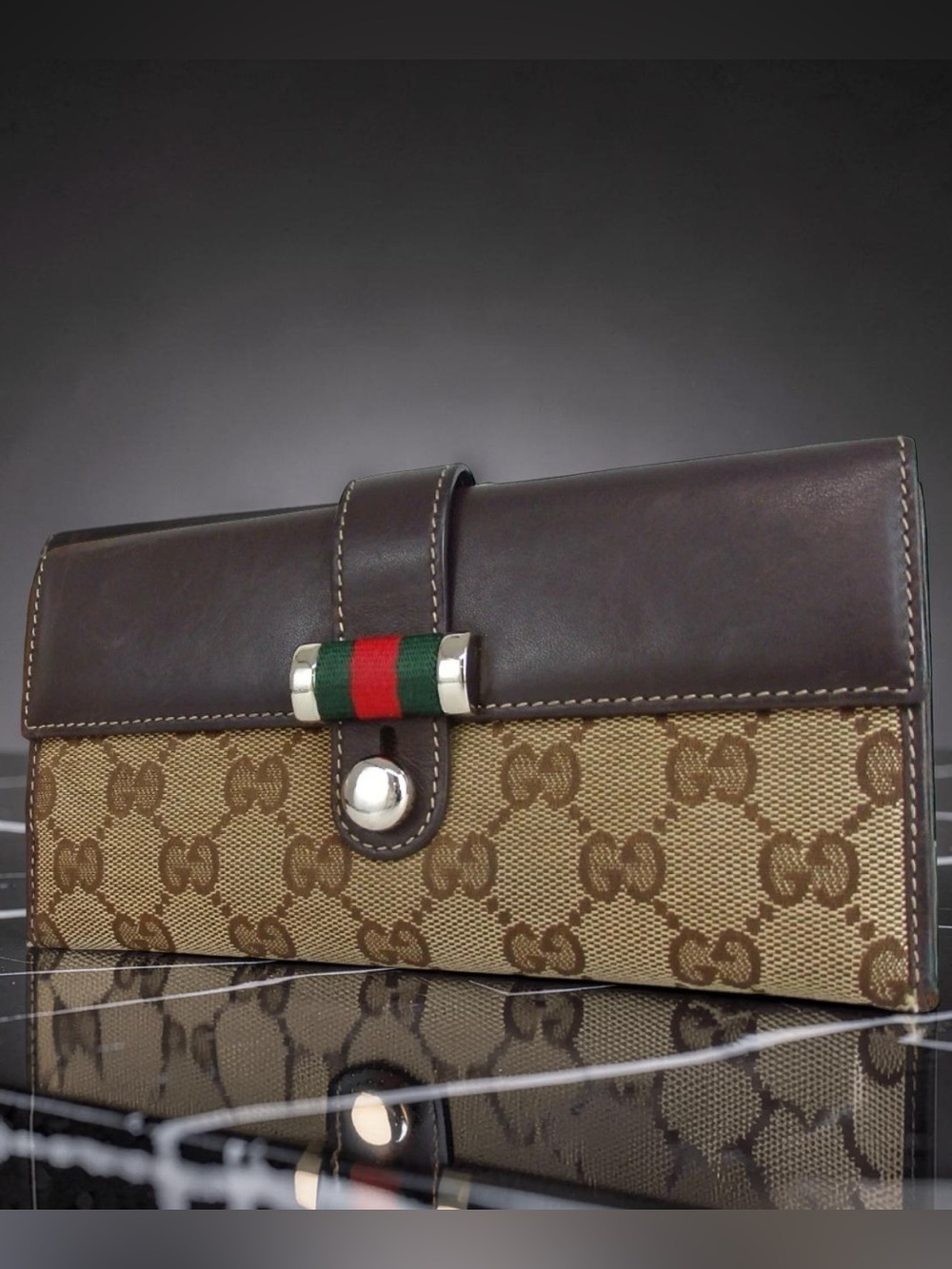 GUCCI Sherry Line Canvas/Leather Continental Wallet 😍❤️‍🔥